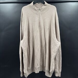 Polo Ralph Lauren Sweater Men 3XLT Beige Half Zip Pullover Cotton Knit Pony Logo